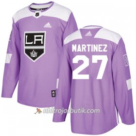 Män Ishockey Los Angeles Kings Tröja Alec Martinez 27 Adidas 2017-2018 Lila Fights Cancer Practice Authentic